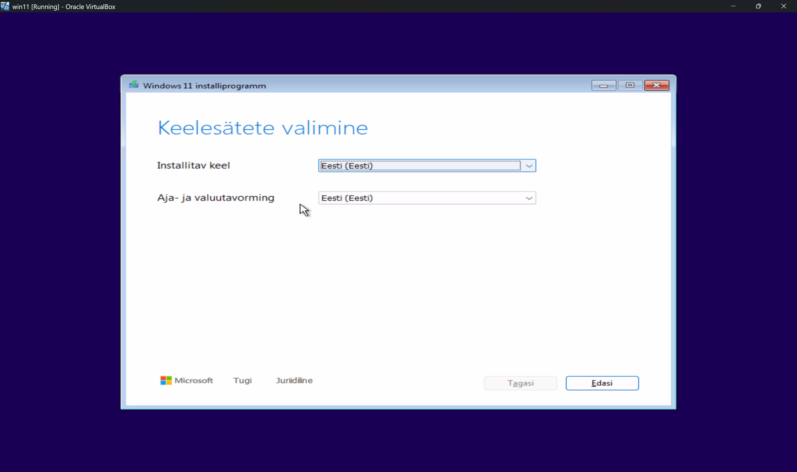 Windows 11 install vali keel